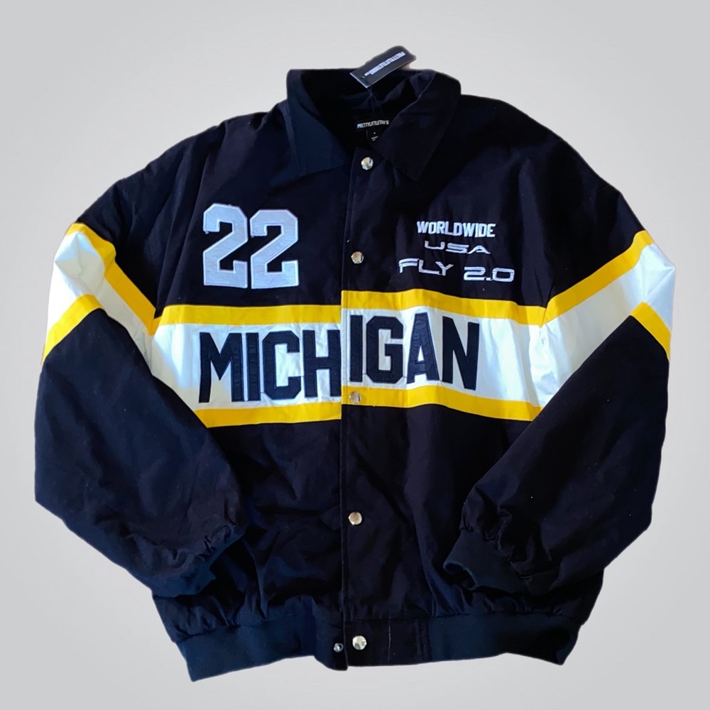Black Peached Cotton Michigan Oversized Bomber!